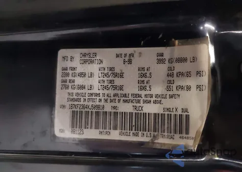 1999 Dodge Ram 2500 St from USA, damaged, VIN 1B7KF2364XJ509810